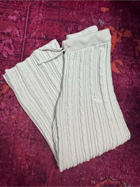 adidas Cream Cable-Knit wide leg sweater pant